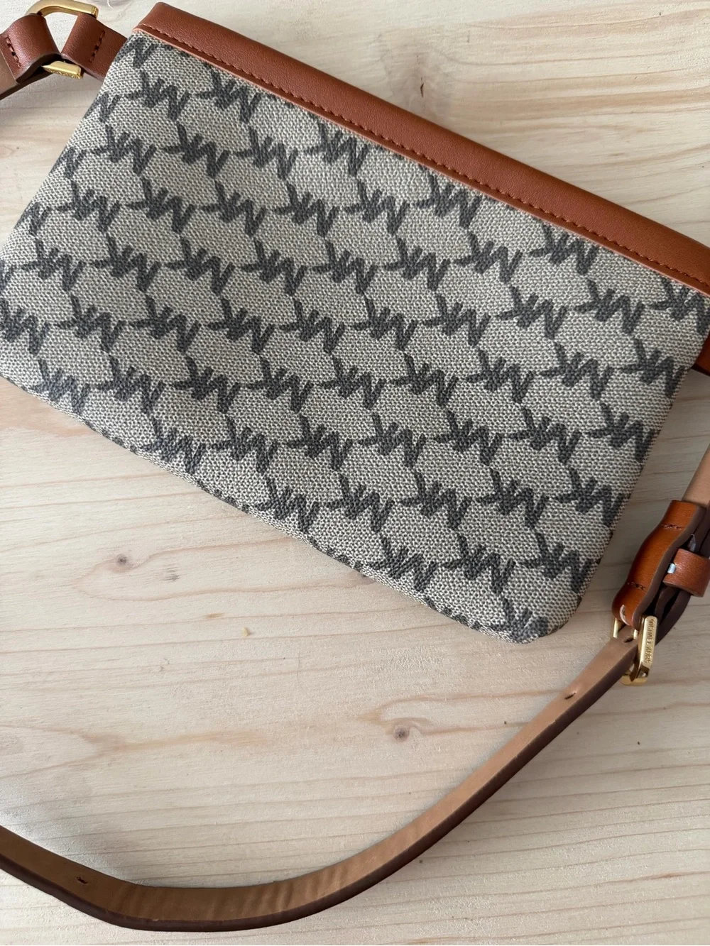 Michael Kors Tan & Gray Logo Belt Pouch